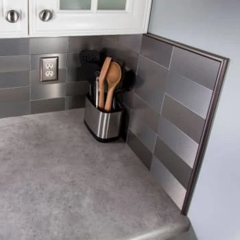 Aspect Metal™ Peel-And-Stick Stainless Long Grain Backsplash, 3 X 6 Pack Of 8 5 Aspect Metal™ Peel-And-Stick Stainless Long Grain Backsplash, 3 X 6 Pack Of 8 - Image 3