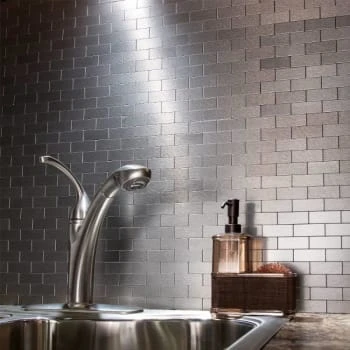 Aspect Metal™ Matted Peel-And-Stick Mini Backsplash, 4 X 12-1/2 Package Of 3 6 Aspect Metal™ Matted Peel-And-Stick Mini Backsplash, 4 X 12-1/2 Package Of 3 - Image 4