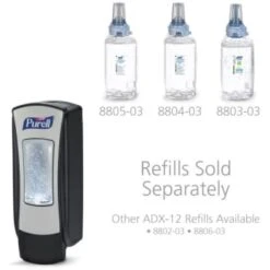 PURELL® ADX-12 Push-Style Sanitizer Dispenser, Chrome/Black, For 1200 ML ADX-12 Hand Sanitizer Refills -Whirlpool Shop 108697 v DetailedProductView1 Lg