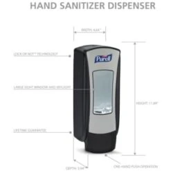 PURELL® ADX-12 Push-Style Sanitizer Dispenser, Chrome/Black, For 1200 ML ADX-12 Hand Sanitizer Refills -Whirlpool Shop 108697 v DetailedProductView5 Lg
