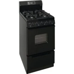 Premier® 20" Gas Range W/ 8" Backdrop And Clock-Timer, Electronic Ignition, 2.4 Cu Ft In Black -Whirlpool Shop 109651 LEFT V Lg