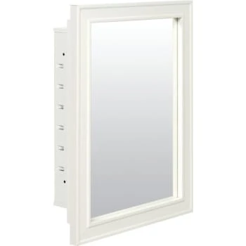 American Pride® 16w X 22"h White Wood Frame Recessed Mount Medicine Cabinet 3 American Pride® 16w X 22"h White Wood Frame Recessed Mount Medicine Cabinet