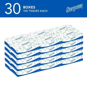Kimberly Clark Kimberly-Clark Surpass Facial Tissue Flat Box, Unscented, 100 Tissues/box, Case Of 30 Boxes 4 Kimberly Clark Kimberly-Clark Surpass Facial Tissue Flat Box, Unscented, 100 Tissues/box, Case Of 30 Boxes - Image 2