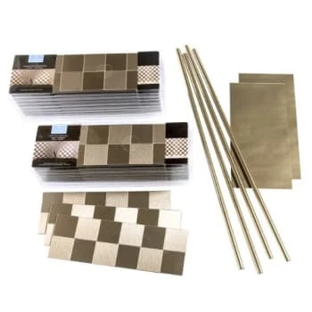 Aspect Metal Square Champagne Backsplash Kit 3 Aspect Metal Square Champagne Backsplash Kit