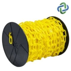 Mr. Chain 2 Inch X 125 Feet Yellow Plastic Barrier Chain On A Reel