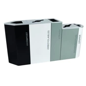 Kaleidoscope Black Tie 8 Gallon Round Recycling Receptacle Rc-Kdhr-P Bt-Wht 5 Kaleidoscope Black Tie 8 Gallon Round Recycling Receptacle Rc-Kdhr-P Bt-Wht - Image 3