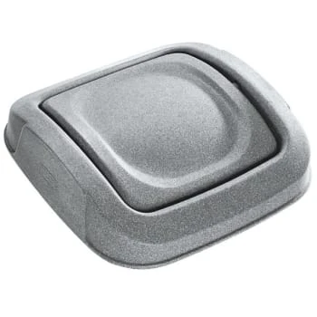 Toter Slimline Graystone Flat Square Trash Can Lid W/ Swing Door (Gray) 4 Toter Slimline Graystone Flat Square Trash Can Lid W/ Swing Door (Gray) - Image 2