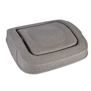 Toter Slimline Graystone Flat Square Trash Can Lid W/ Swing Door (Gray) 3 Toter Slimline Graystone Flat Square Trash Can Lid W/ Swing Door (Gray)