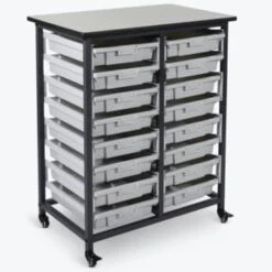 Luxor Mobile Bin Storage Unit,double Row, Small Bins