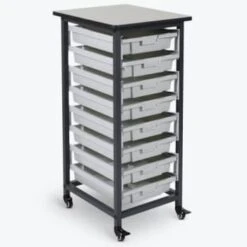 Luxor Mobile Bin Storage Unit - Single Row - Small Bins