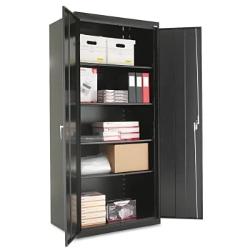 Alera Assembled 78" High Storage Cabinet, W/adjustable Shelves, 36w X 24d, Black 4 Alera Assembled 78" High Storage Cabinet, W/adjustable Shelves, 36w X 24d, Black - Image 2