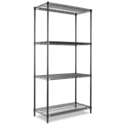 Alera Industrial Heavy-Duty Wire Shelving Starter Kit, 4-Shelf, Black