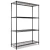 Alera Industrial Heavy-Duty Wire Shelving Starter Kit, 4-Shelf, 48w X 72h, Black