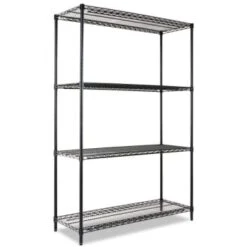 Alera Industrial Heavy-Duty Wire Shelving Starter Kit, 4-Shelf, 48w X 72h, Black