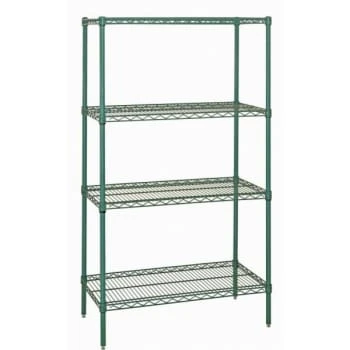 Quantum Storage Systems® 4-Shelf Starter Kit Proform Green Epoxy Wire Shelving 18x36x74 Inch 3 Quantum Storage Systems® 4-Shelf Starter Kit Proform Green Epoxy Wire Shelving 18x36x74 Inch
