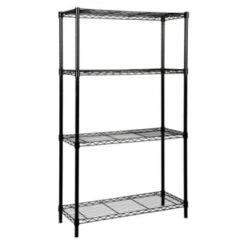 Quantum Storage Systems® 4-Shelf Starter Kit Black Epoxy Wire Shelving 18x42x63 Inch