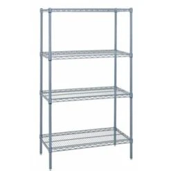 Quantum Storage Systems® 4-Shelf Starter Kit Gray Epoxy Wire Shelving 24x30x74 Inch