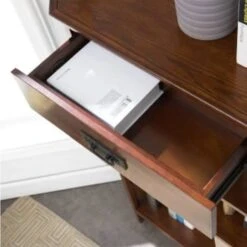 Leick Home Mantel Height 3 Shelf Corner Bookcase With Drawer Storage,mission Oak -Whirlpool Shop 183574 w DetailedProductView5 Lg