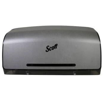 Scott® Pro Jumbo Roll Twin Bathroom Tissue Dispenser, Faux Stainless Steel 3 Scott® Pro Jumbo Roll Twin Bathroom Tissue Dispenser, Faux Stainless Steel