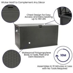 Flash Furniture Gray 120 Gallon Plastic Deck Box Outdoor Storage 15 Flash Furniture Gray 120 Gallon Plastic Deck Box Outdoor Storage -Whirlpool Shop 210380 w DetailedProductView3 Lg
