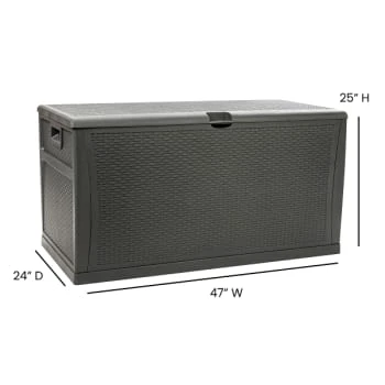 Flash Furniture Gray 120 Gallon Plastic Deck Box Outdoor Storage 7 Flash Furniture Gray 120 Gallon Plastic Deck Box Outdoor Storage - Image 5