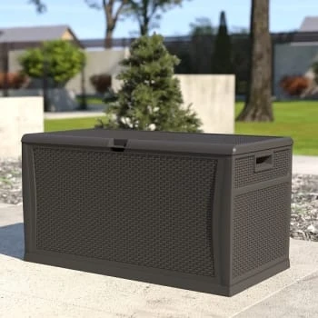 Flash Furniture Gray 120 Gallon Plastic Deck Box Outdoor Storage 4 Flash Furniture Gray 120 Gallon Plastic Deck Box Outdoor Storage - Image 2