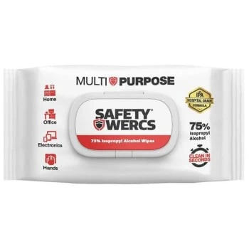 Safety Wercs Alcohol Wipes, 50 Wipes Per Pack, Case Of 36 3 Safety Wercs Alcohol Wipes, 50 Wipes Per Pack, Case Of 36
