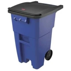Rubbermaid Brute Rollout Container Square Plastic 50 Gal Blue