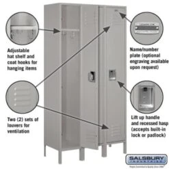 Salsbury Industries® Gray-15 Inch Wide Standard Metal Locker 6 Feet X 15 Inches -Whirlpool Shop 227017 w DetailedProductView1 Lg