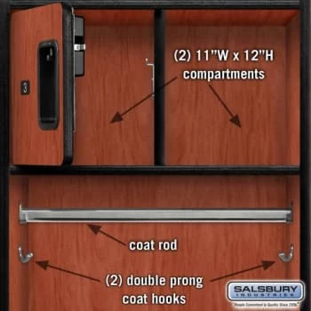 Salsbury Industries® Cherry-Designer Wood Open Access Locker 6 Feet X 18 Inches 7 Salsbury Industries® Cherry-Designer Wood Open Access Locker 6 Feet X 18 Inches - Image 5