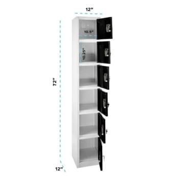 Adir Office 72 In. X 12 In. 6-Compartment Steel Key Lock Locker Black 6 Adir Office 72 In. X 12 In. 6-Compartment Steel Key Lock Locker Black - Image 4
