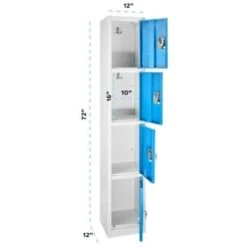 Adir Office 72 In. X 12 In. 4-Compartment Steel Locker Blue -Whirlpool Shop 227189 RightView Lg