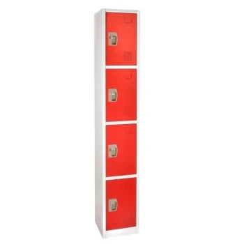 Adir Office 72 In. X 12 In. 4-Compartment Steel Locker Red 4 Adir Office 72 In. X 12 In. 4-Compartment Steel Locker Red - Image 2