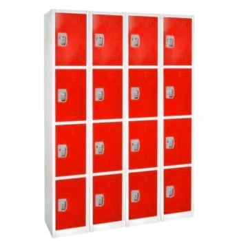 Adir Office 72 In. X 12 In. 4-Compartment Steel Locker Red 3 Adir Office 72 In. X 12 In. 4-Compartment Steel Locker Red