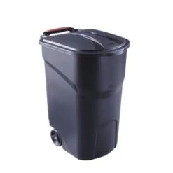 Rubbermaid Roughneck 45 Gallon Wheeled Rollout Trash Can W/Lid Black