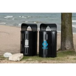 Commercial Zone Parkview Dualcoat Recycling 34-Gal Round Open-Top Blue Logo -Whirlpool Shop 229214 LifestyleImage Lg