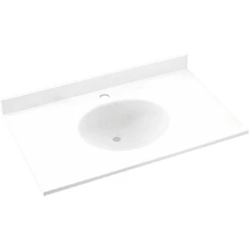 Swan® White Ellipse Solid Surface Single Bowl Vanity Top 22" X 37" 3 Swan® White Ellipse Solid Surface Single Bowl Vanity Top 22" X 37"