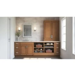 Hampton Bay 90 In. X 0.75 In. X 0.19 In. Scribe Molding In Medium Oak -Whirlpool Shop 246062 DetailedProductView7 Lg