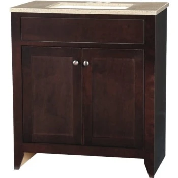 Glacier Bay Modular 30.5 In. W Bath Vanity In Java With Solid Surface Vanity Top In Cappuccino With White Sink 3 Glacier Bay Modular 30.5 In. W Bath Vanity In Java With Solid Surface Vanity Top In Cappuccino With White Sink