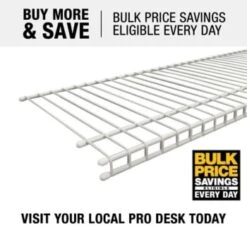 Closetmaid Superslide 12 In. D X 72 In. W X 1.4 In. H White Ventilated Wire Wall Mounted Shelf (6-Case) -Whirlpool Shop 246588 DetailedProductView4 Lg