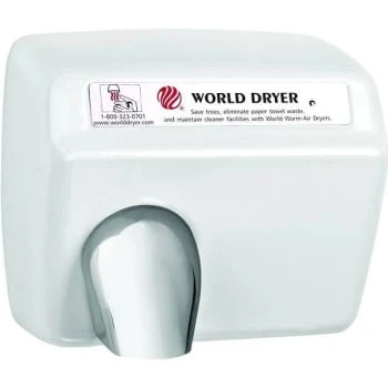 World Dryer Hand Dryer, White, 9.5 X 11.3 X 8.3 In 115 Volts 20 Amps 3 World Dryer Hand Dryer, White, 9.5 X 11.3 X 8.3 In 115 Volts 20 Amps