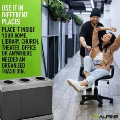 Alpine Industries 28 Gallon Black Corrugated Plastic 3-Compartment Indoor Trash -Whirlpool Shop 281998 DetailedProductView10 Lg