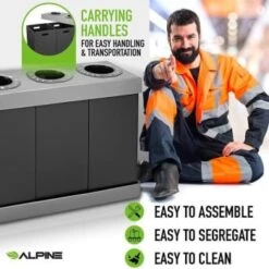 Alpine Industries 28 Gallon Black Corrugated Plastic 3-Compartment Indoor Trash -Whirlpool Shop 281998 DetailedProductView12 Lg