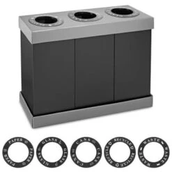 Alpine Industries 28 Gallon Black Corrugated Plastic 3-Compartment Indoor Trash -Whirlpool Shop 281998 DetailedProductView13 Lg