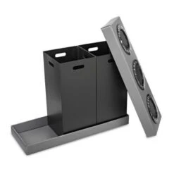 Alpine Industries 28 Gallon Black Corrugated Plastic 3-Compartment Indoor Trash -Whirlpool Shop 281998 DetailedProductView6 Lg