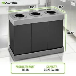 Alpine Industries 28 Gallon Black Corrugated Plastic 3-Compartment Indoor Trash -Whirlpool Shop 281998 DetailedProductView7 Lg