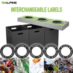 Alpine Industries 28 Gallon Black Corrugated Plastic 3-Compartment Indoor Trash -Whirlpool Shop 281998 DetailedProductView8 Lg