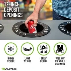 Alpine Industries 28 Gallon Black Corrugated Plastic 3-Compartment Indoor Trash -Whirlpool Shop 281998 DetailedProductView9 Lg