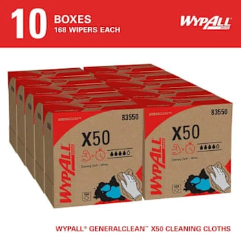 Wypall X50 White Extended Use Pop-Up Box Disposable Cloths Case Of 10 4 Wypall X50 White Extended Use Pop-Up Box Disposable Cloths Case Of 10 - Image 2