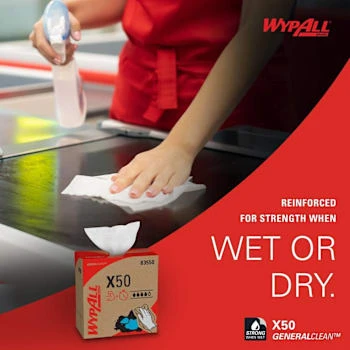 Wypall X50 White Extended Use Pop-Up Box Disposable Cloths Case Of 10 5 Wypall X50 White Extended Use Pop-Up Box Disposable Cloths Case Of 10 - Image 3